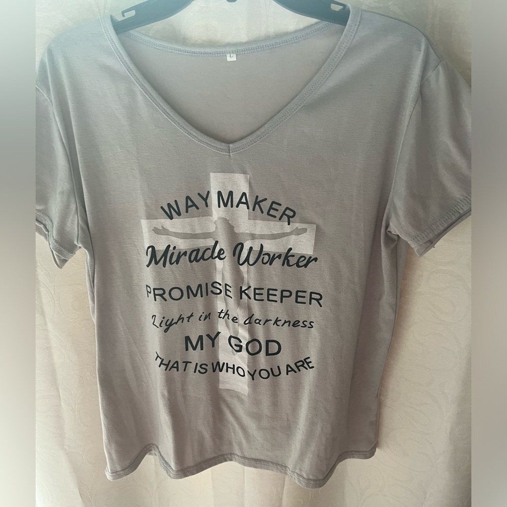 Light gray v neck shirt